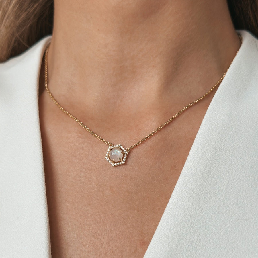 Collier en argent Golden Lucy - Pierre de lune - Indira