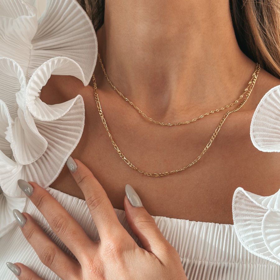 Collier en argent Golden Double Chain - Indira