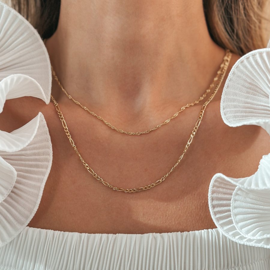 Collier en argent Golden Double Chain - Indira