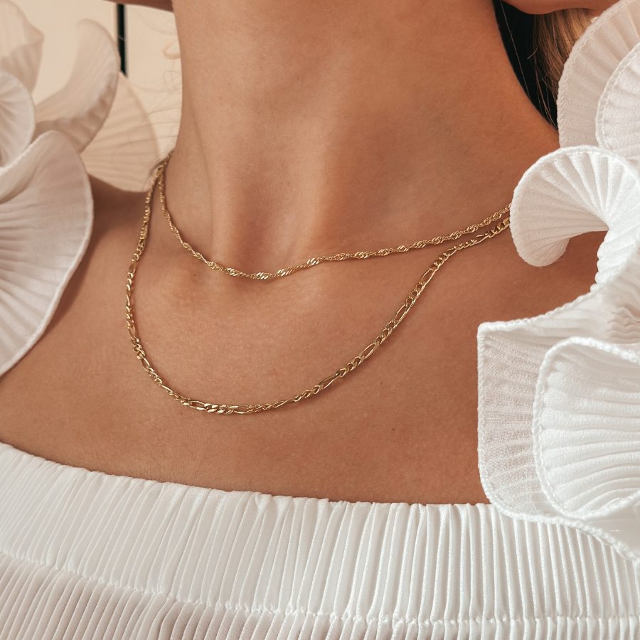 Collier en argent Golden Double Chain - Indira