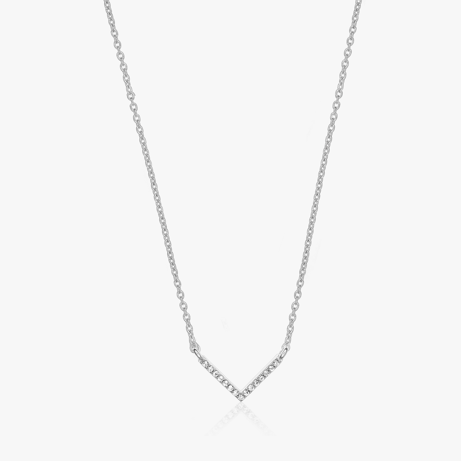 Collier en argent V Neck - Zirconium - Indira