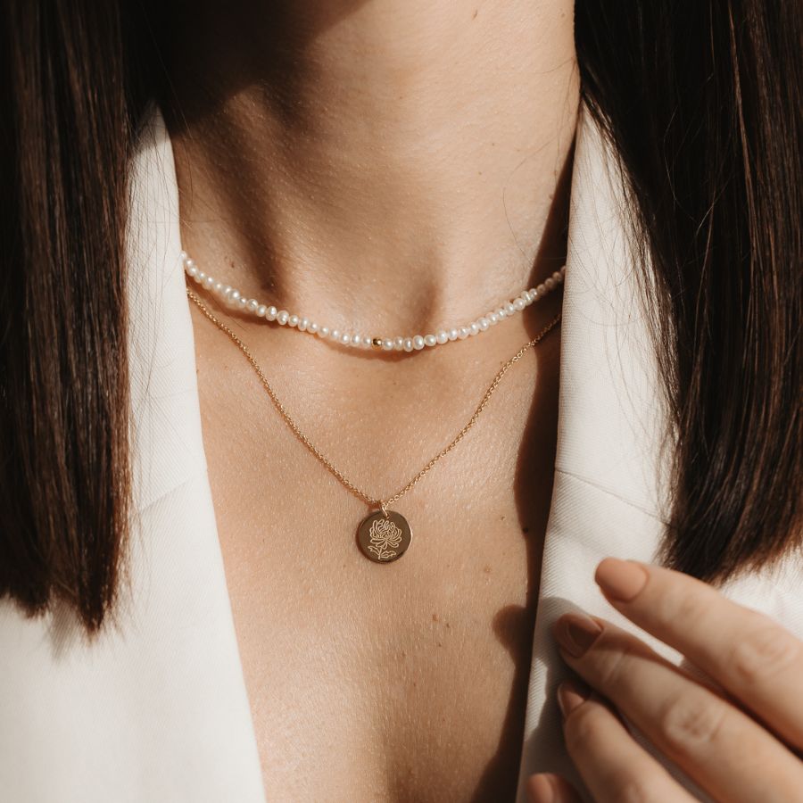 Collier en argent Golden Glamour - Perles naturelles - Indira