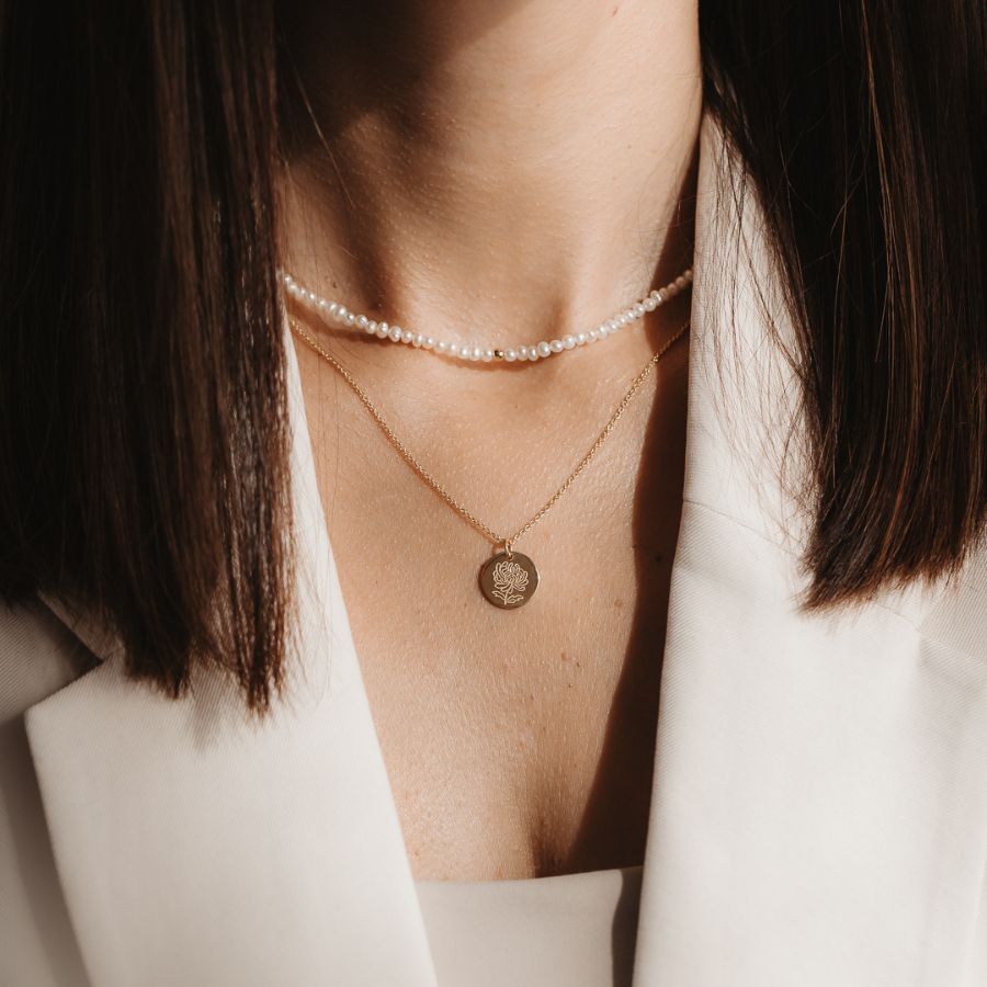 Collier en argent Golden Glamour - Perles naturelles - Indira