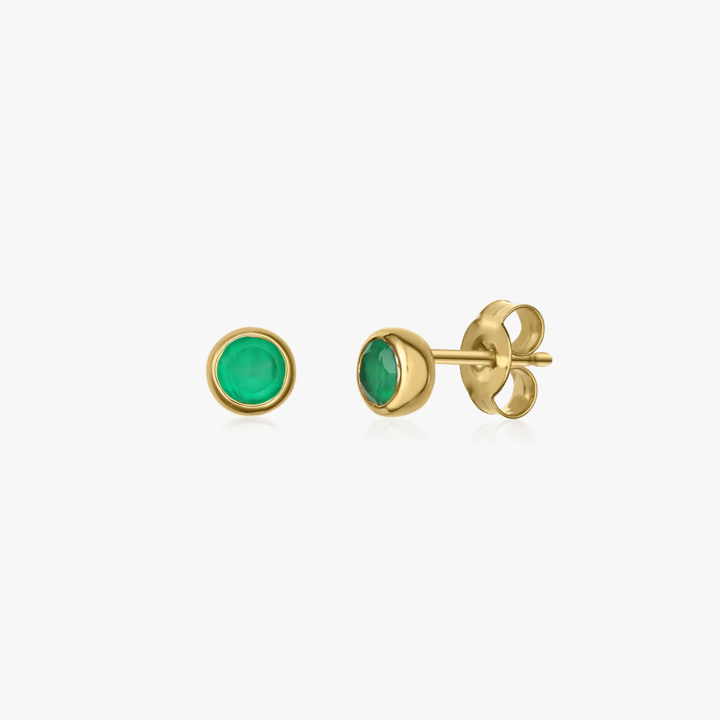 Boucles d'oreilles en argent Birthstone Golden May - Onyx Vert - Indira