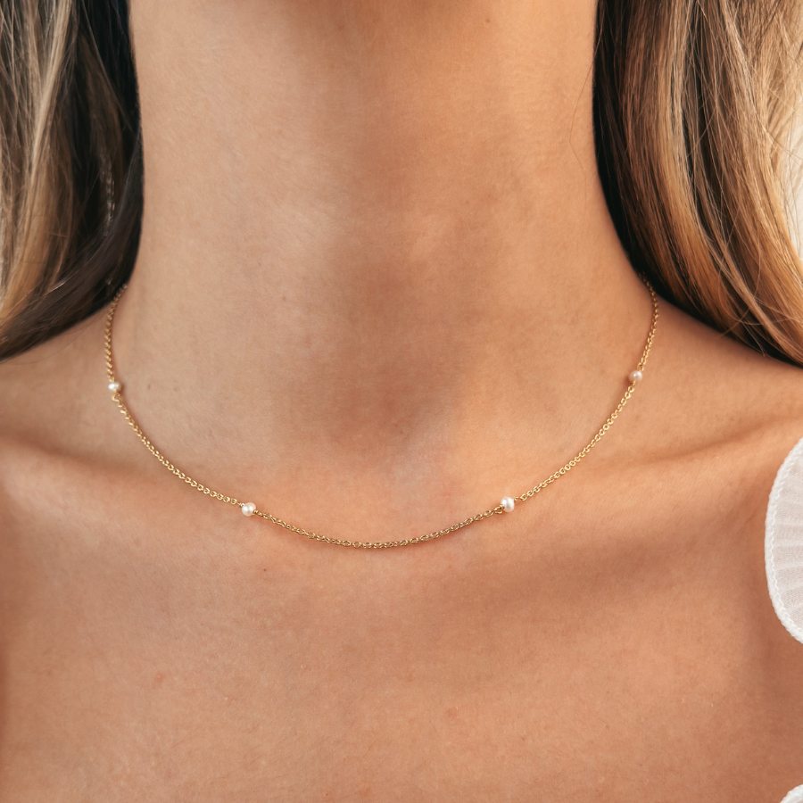 Collier en argent Perles Dorées Minuscules - Indira