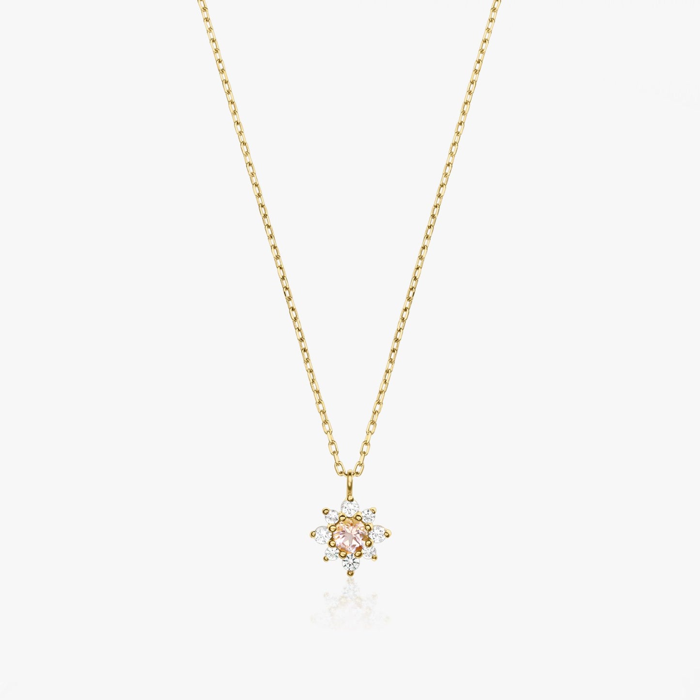 Collier Flora Or Jaune - Saphir Blanc, Morganite Rose