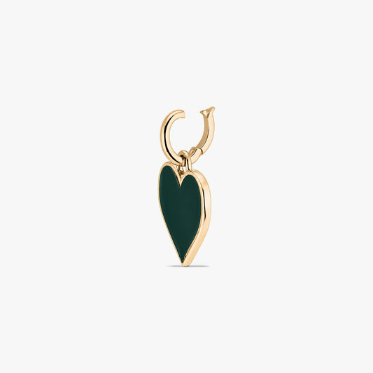 Pendentif cœur en argent 925 plaqué rhodium, vert profond, isolé sur fond blanc.