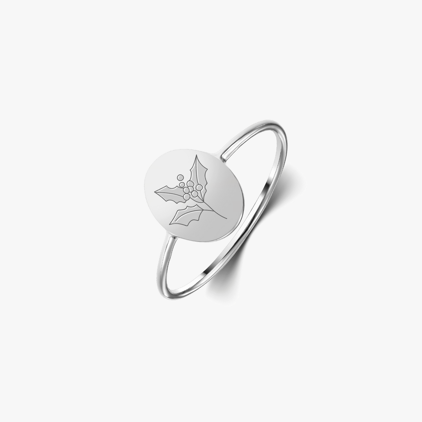 Bague en argent Fleur de Naissance - Décembre Houx - Indira