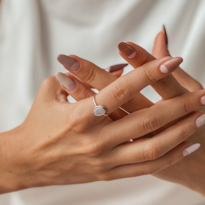 Bague en argent Birth Flower - Novembre Chrysanthème - Indira