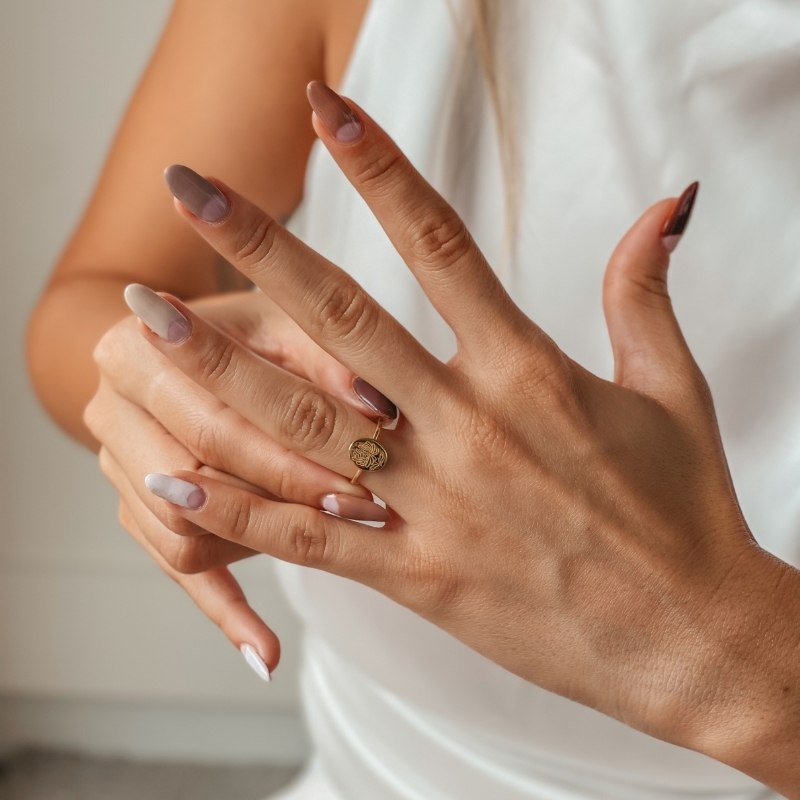 Bague en argent Birth Flower Golden - Novembre Chrysanthème - Indira