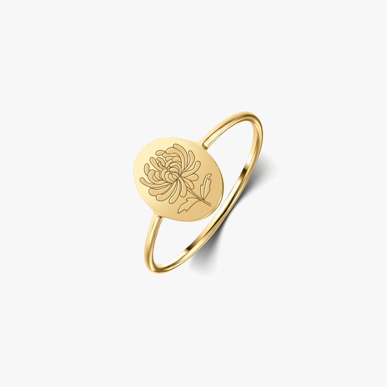 Bague en argent Birth Flower Golden - Novembre Chrysanthème - Indira