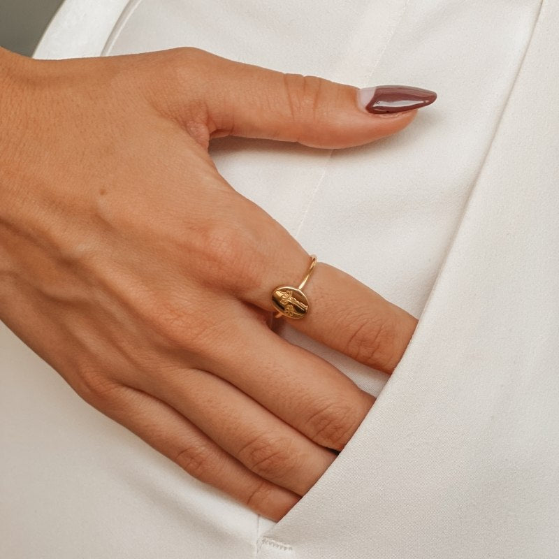 Bague en argent Birth Flower Golden - Octobre Cosmos - Indira