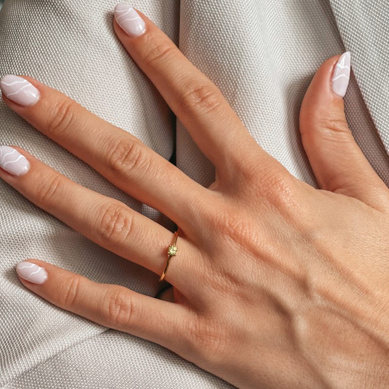 Bague en argent de naissance Golden August - Péridot - Indira