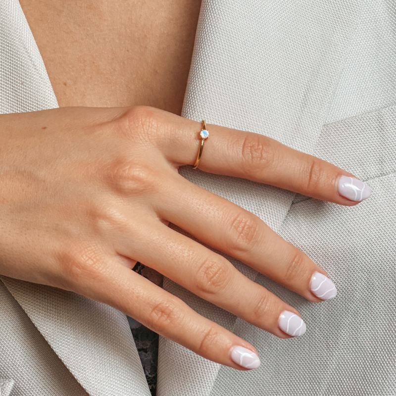 Bague en argent Birthstone Golden June - Pierre de Lune - Indira