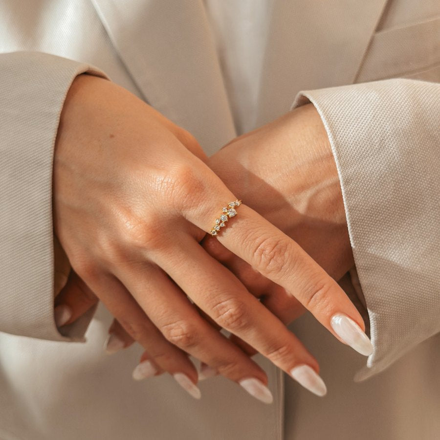 Bague en argent Golden Galaxy - Zirconium - Indira