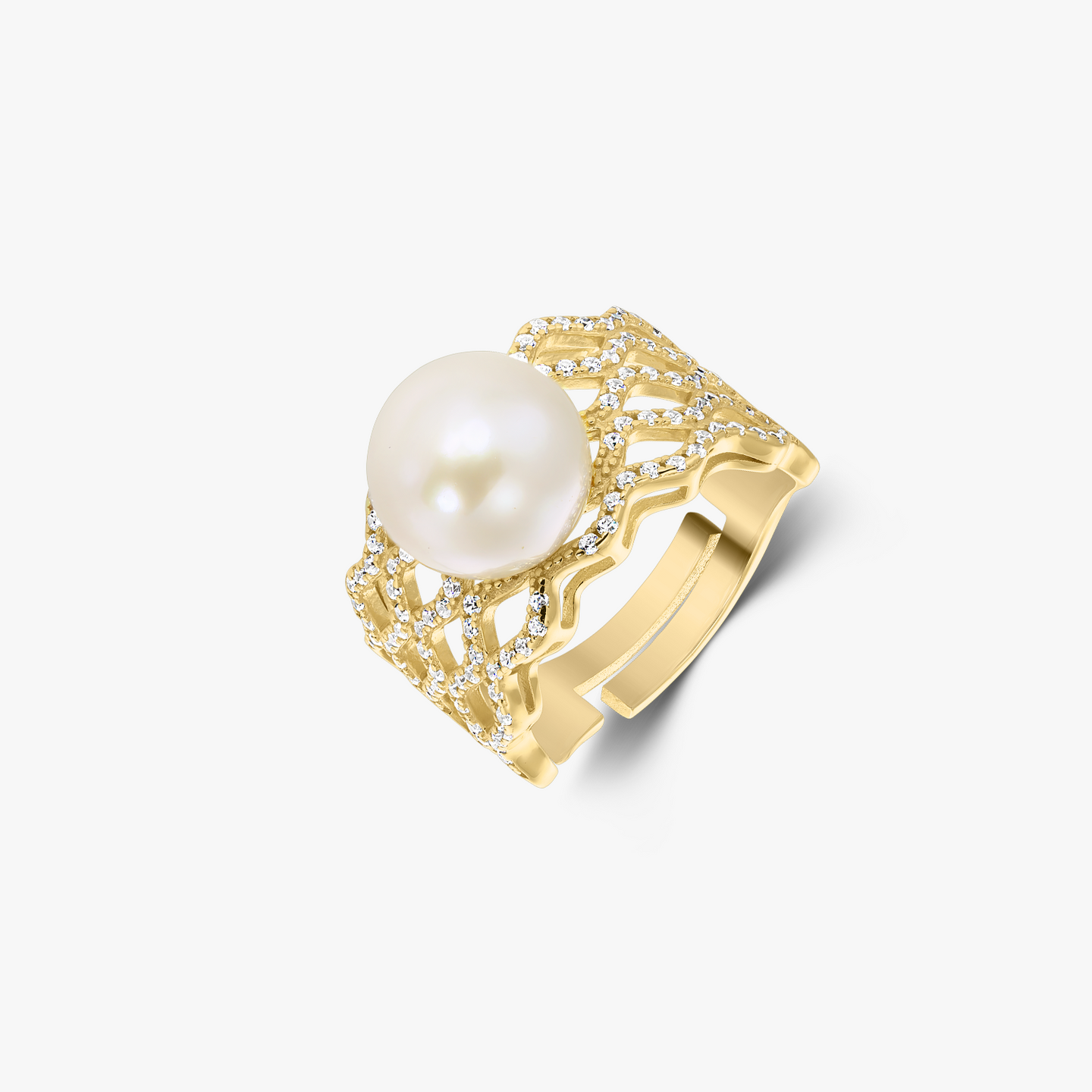 Bague en argent Golden Gigi - Perles naturelles et Zirconium - Indira