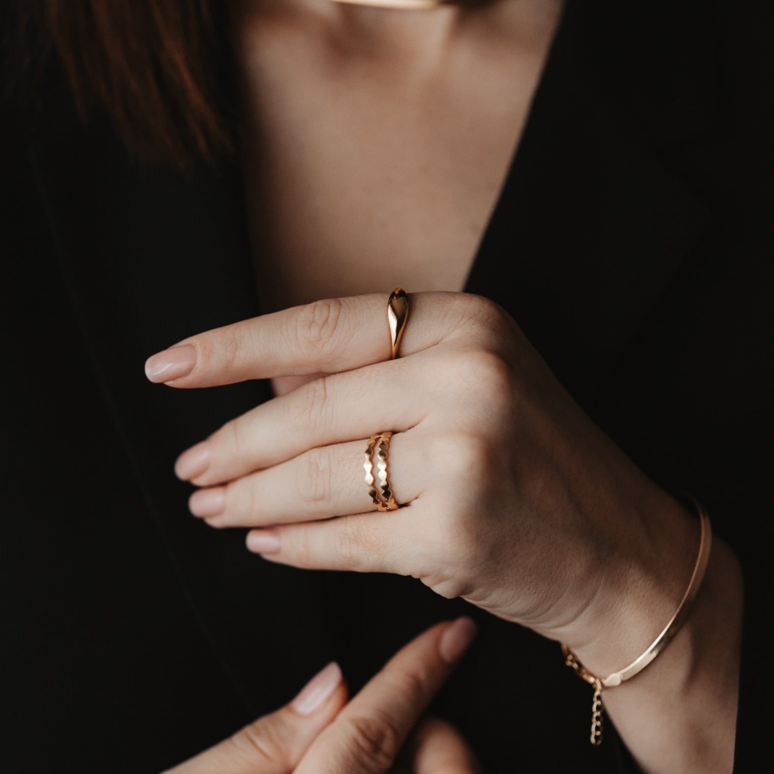 Bague en argent plaqué or Dots - Indira