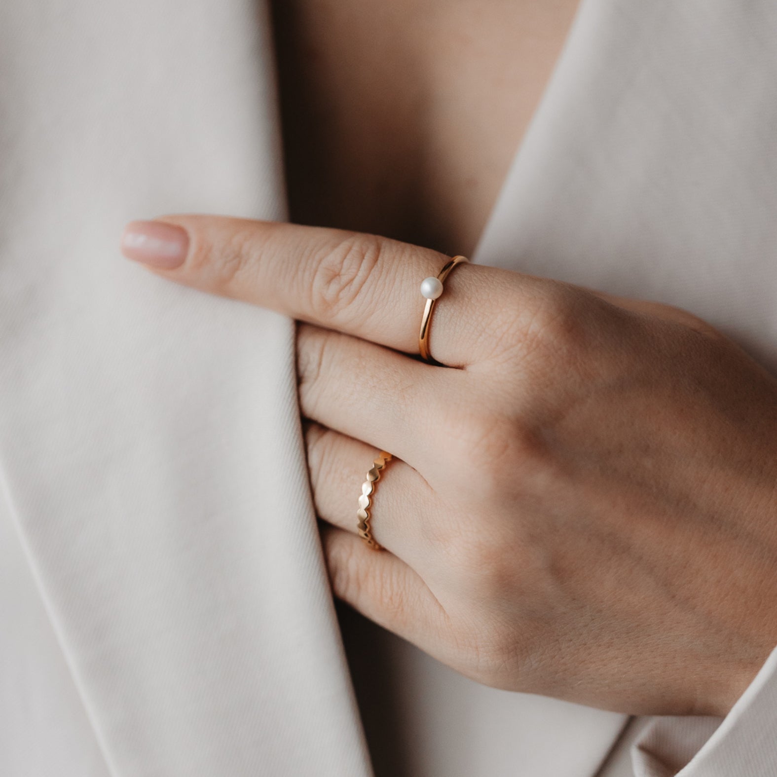Bague en argent plaqué or Dots - Indira