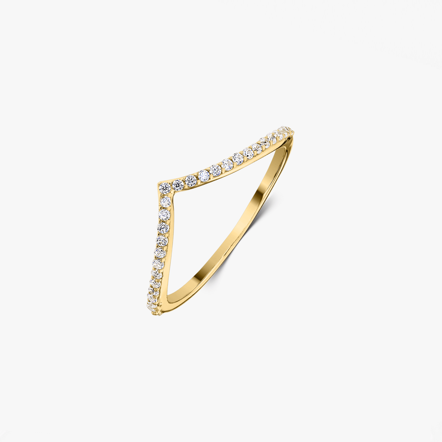 Bague en argent Golden Simple V - Zirconium - Indira
