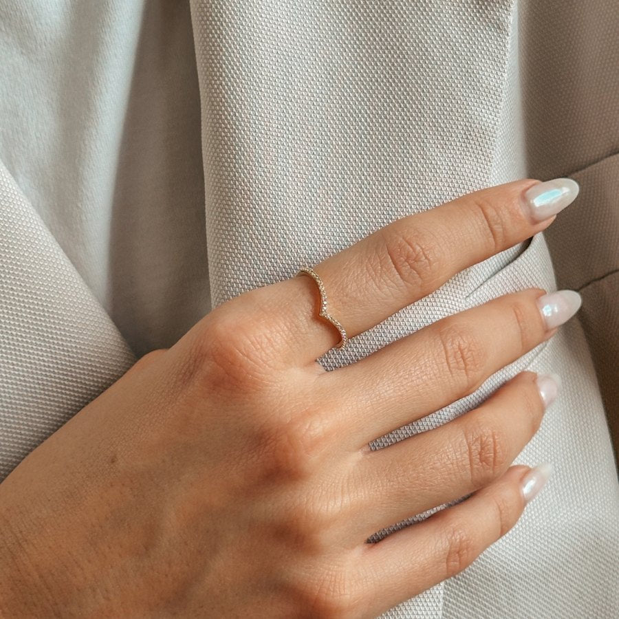 Bague en argent Golden Simple V - Zirconium - Indira