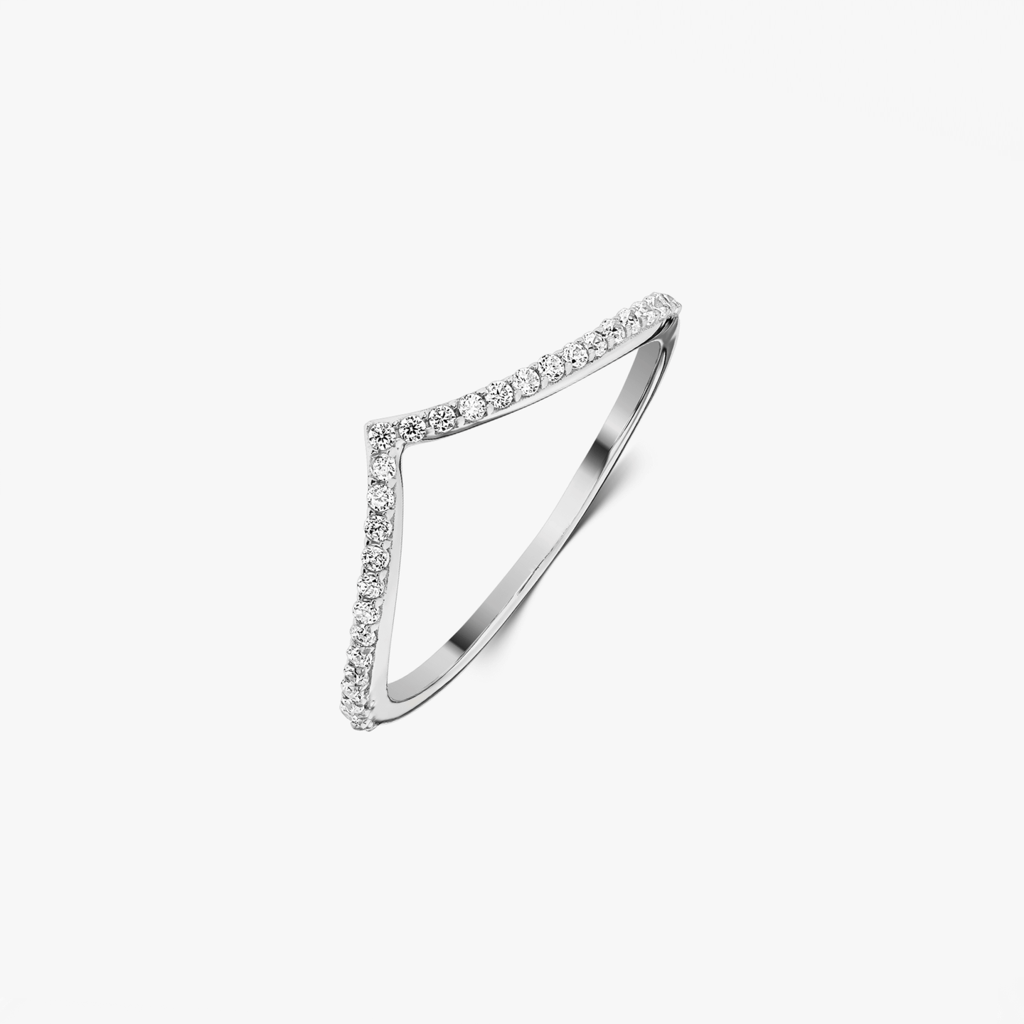 Bague en argent Simple V - Zircon - Indira