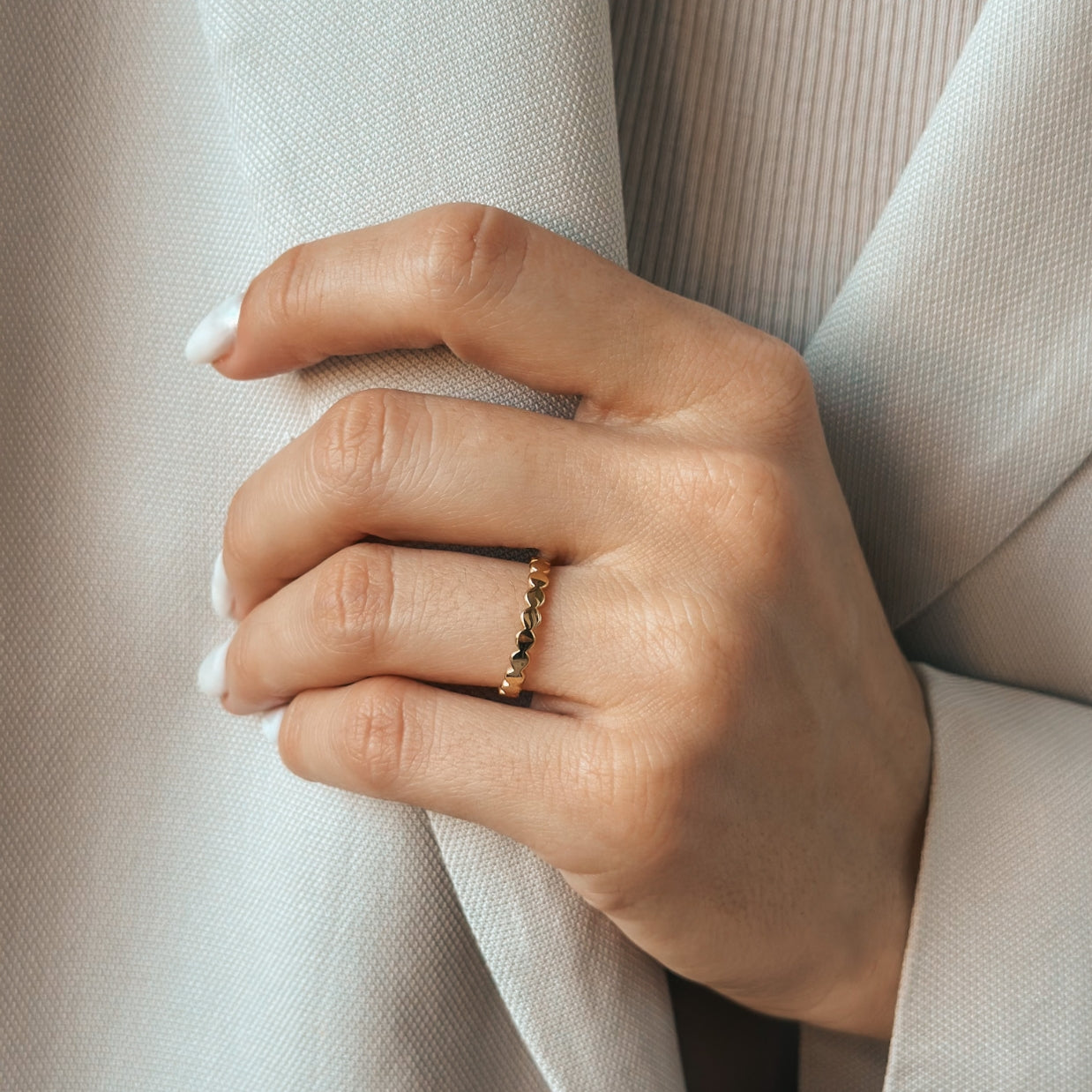 Bague en argent plaqué or Dots - Indira