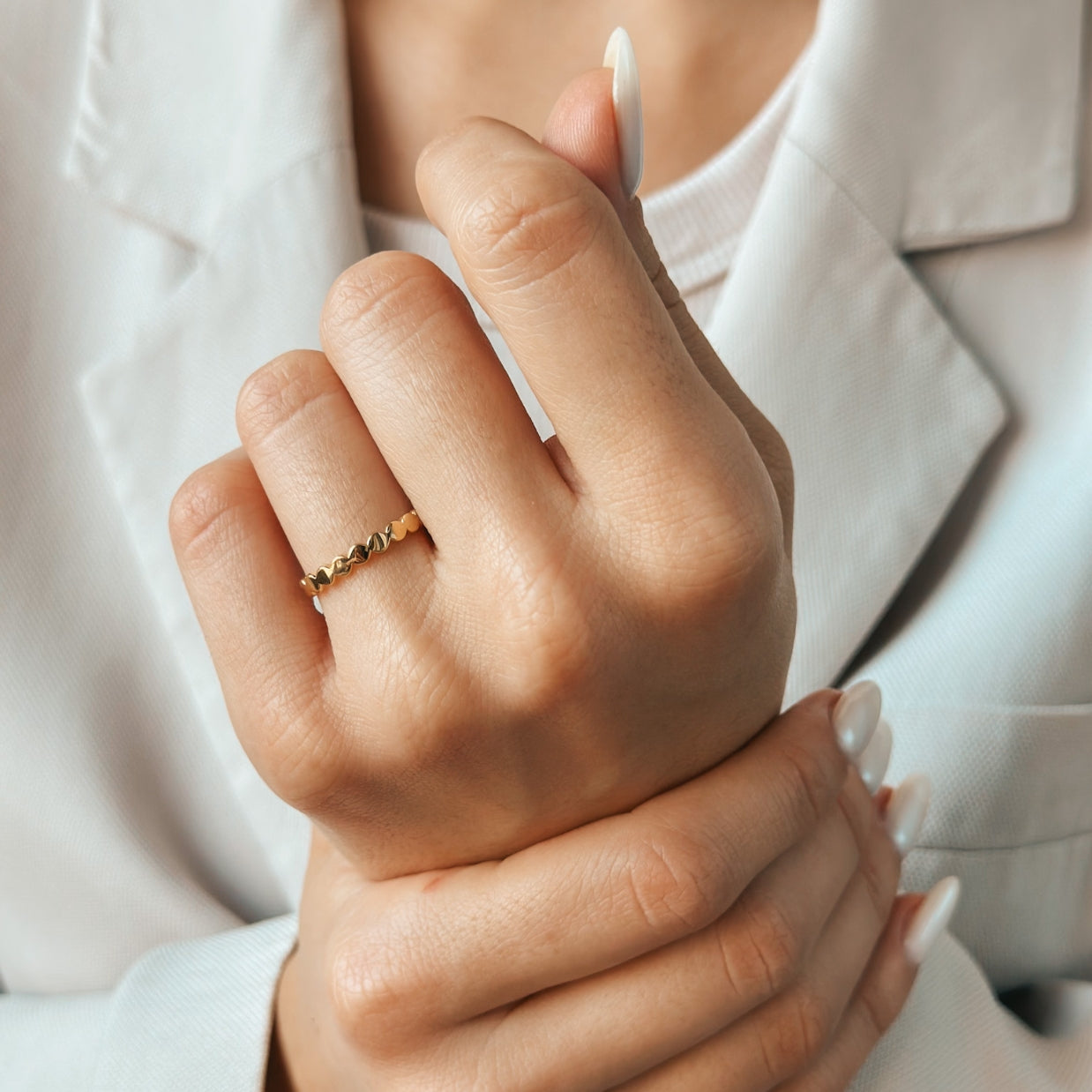 Bague en argent plaqué or Dots - Indira