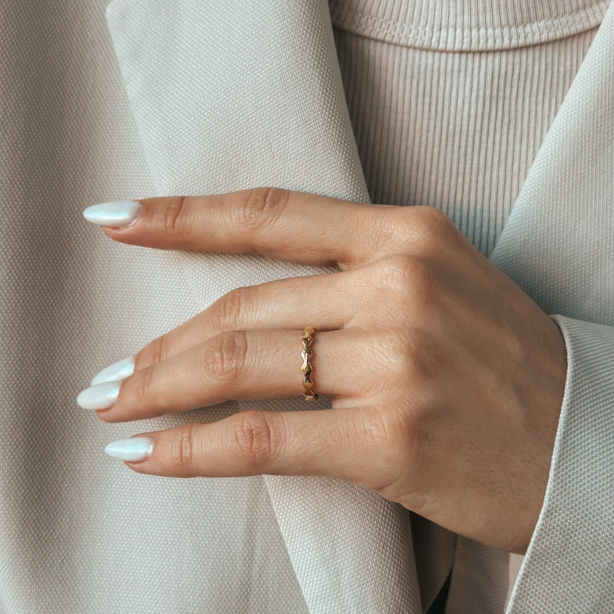 Bague en argent plaqué or Sculpture - Indira