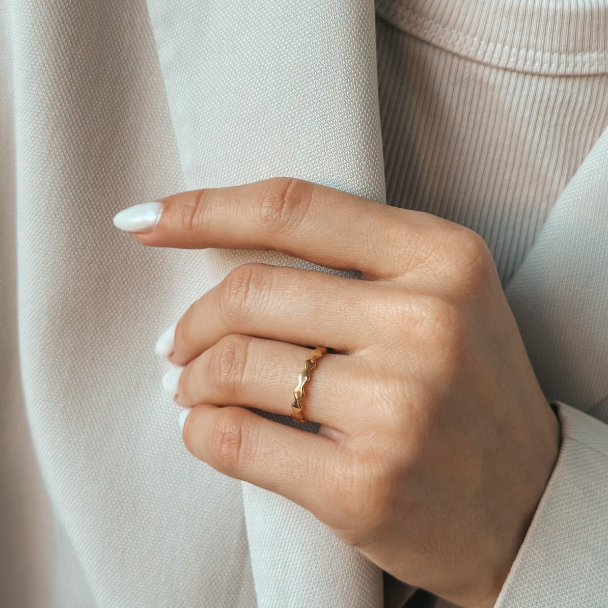 Bague en argent plaqué or Sculpture - Indira