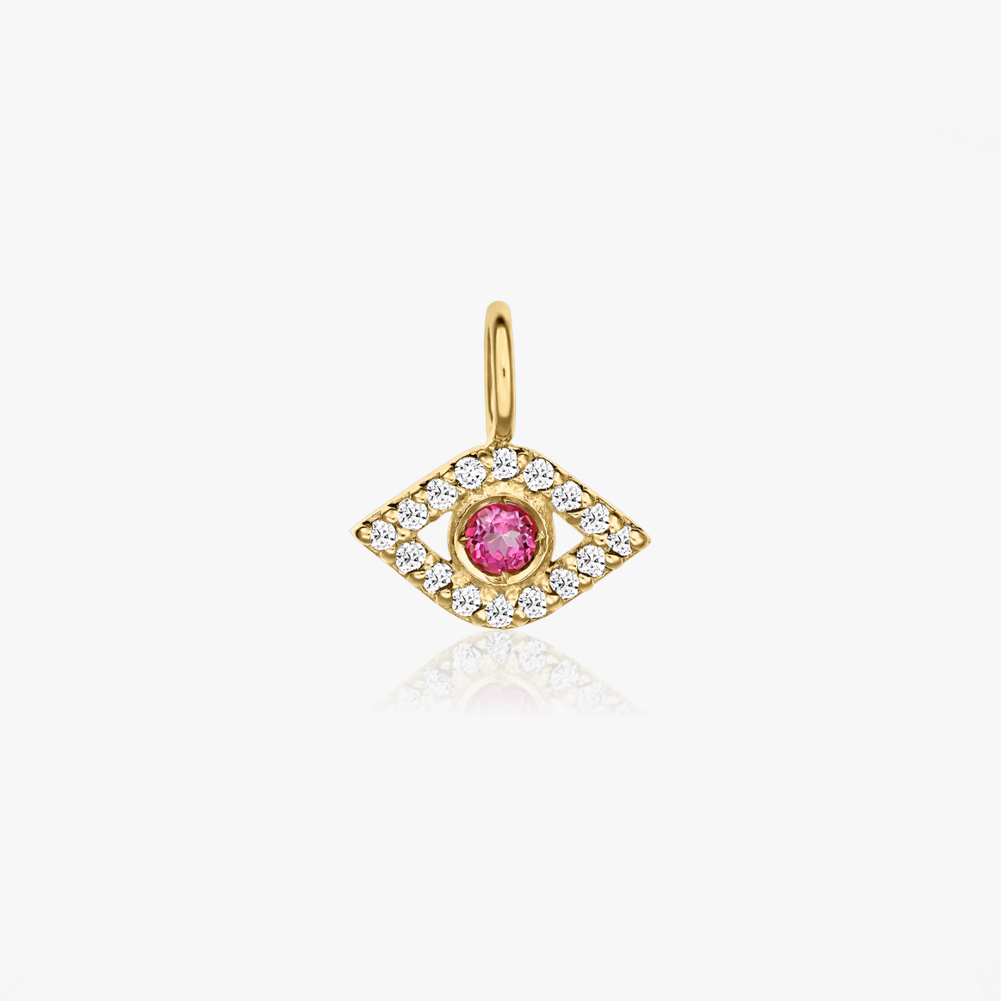 Pendentif Œil Protecteur en Or Jaune – Topaze Rose, Zircon