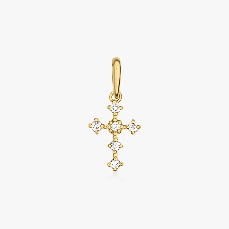 Pendentif croix dorée Brilliant - Diamants - Indira