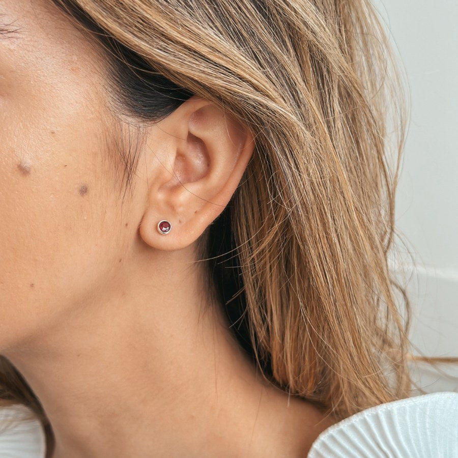 Boucles d'oreilles en argent Birthstone Juillet - Rubis - Indira