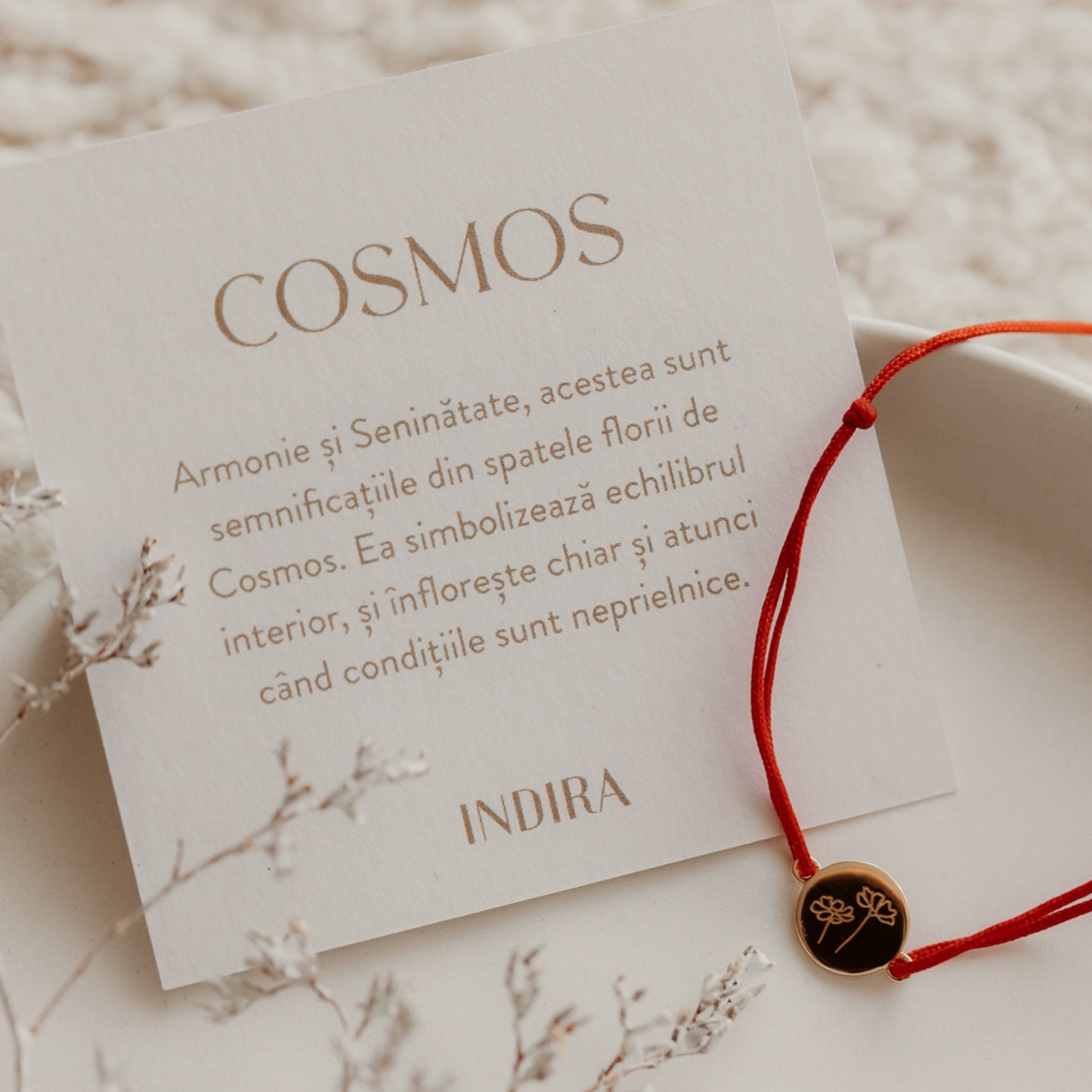 Bracelet Cordon Argent Fleur de Naissance Argent - Cosmos d'Octobre