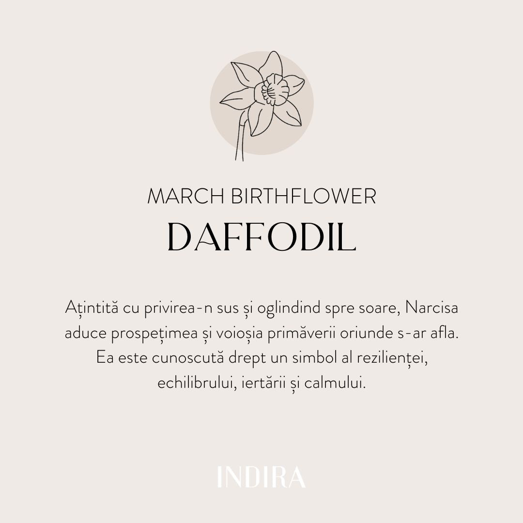 Bracelet cordon pour enfants en or blanc Birth Flower - Mars Jonquille - Indira