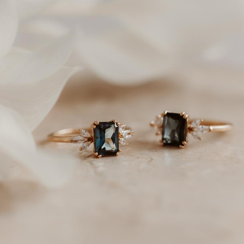 Bague en argent Golden Faerie - Topaz Blue London - Indira