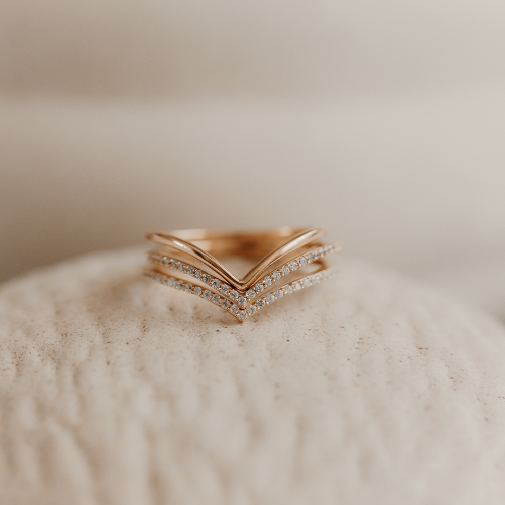 Bague en argent Golden Simple V - Zirconium - Indira