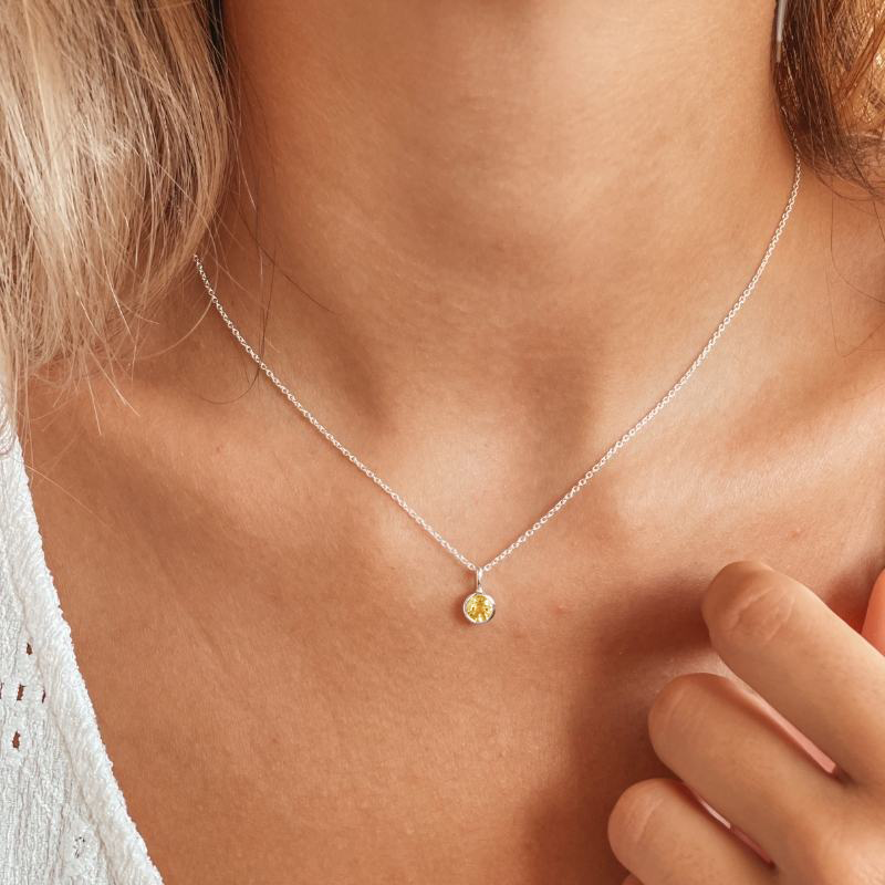 Collier en argent Birthstone Novembre - Citrine - Indira