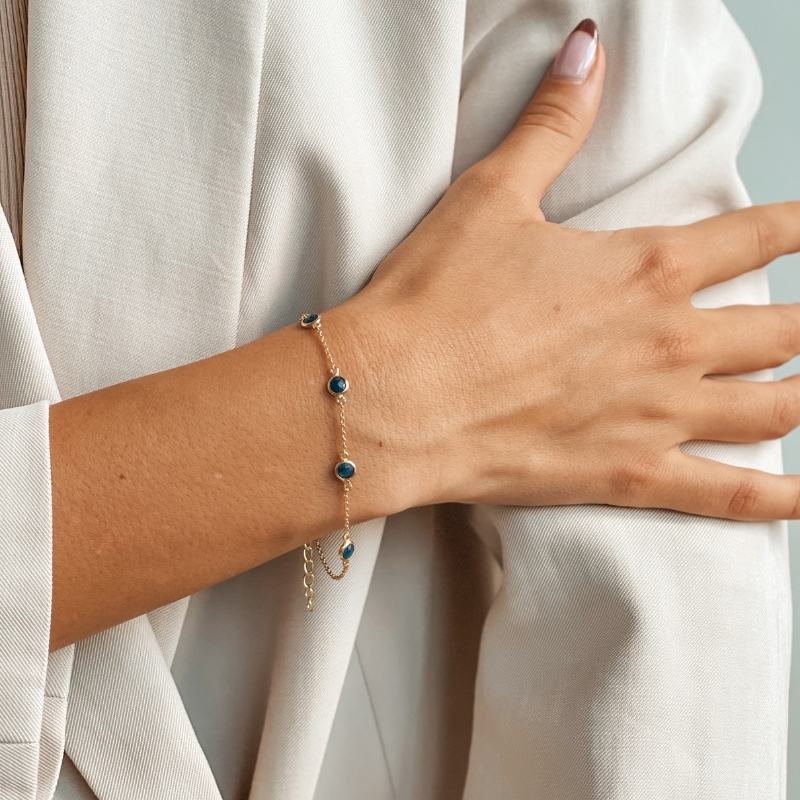 Brățară din argint Birthstone Golden September - Safir - Indira