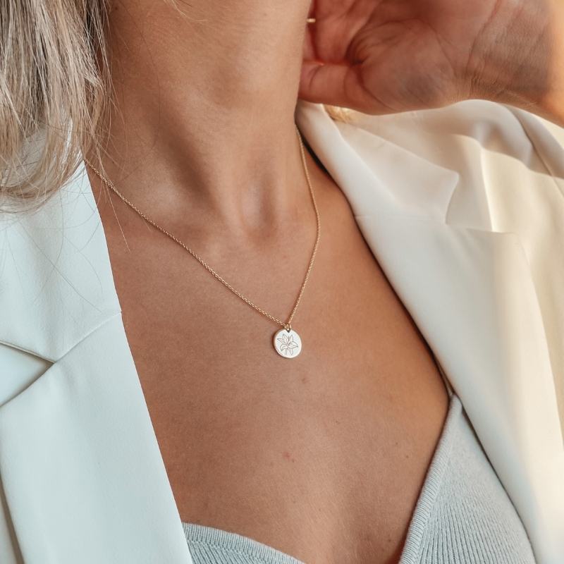 Collier en argent Golden Birth Flower - Muguet de mai - Indira