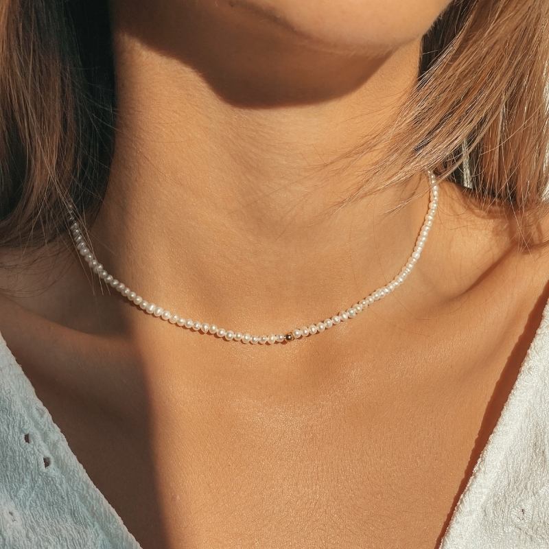 Collier en argent Golden Glamour - Perles Naturelles - Indira