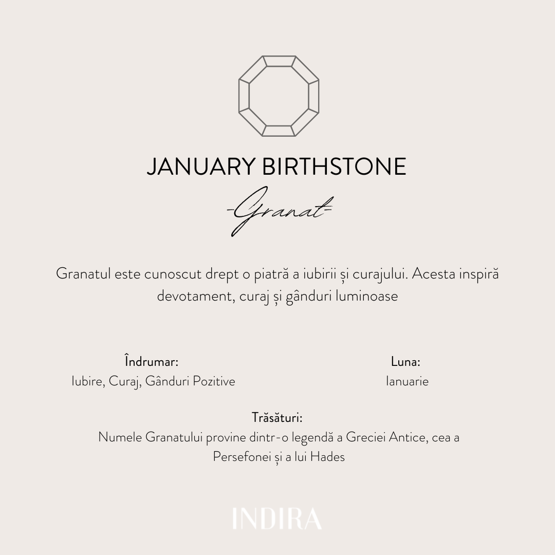 Bracelet en argent Birthstone Golden January - Grenat - Indira