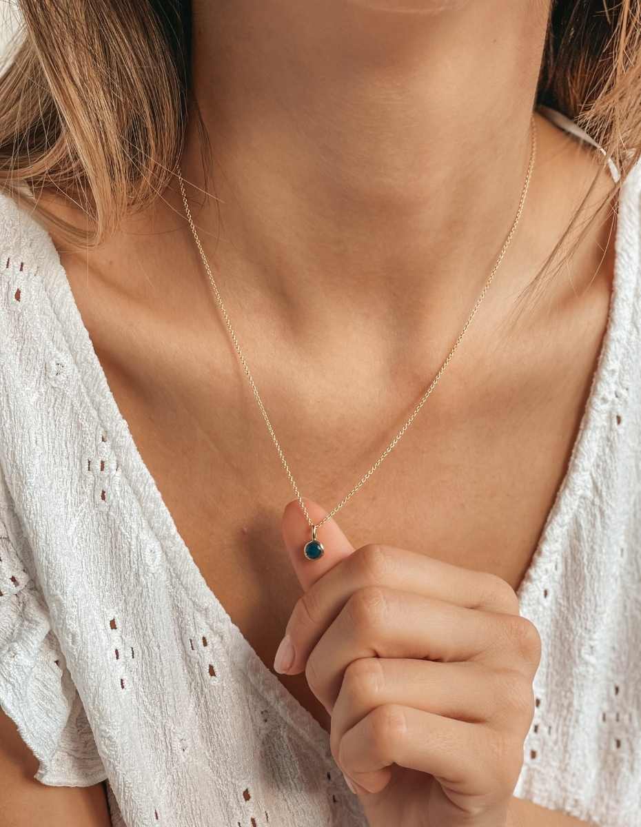 Collier en argent Birthstone Golden September - Saphir - Indira