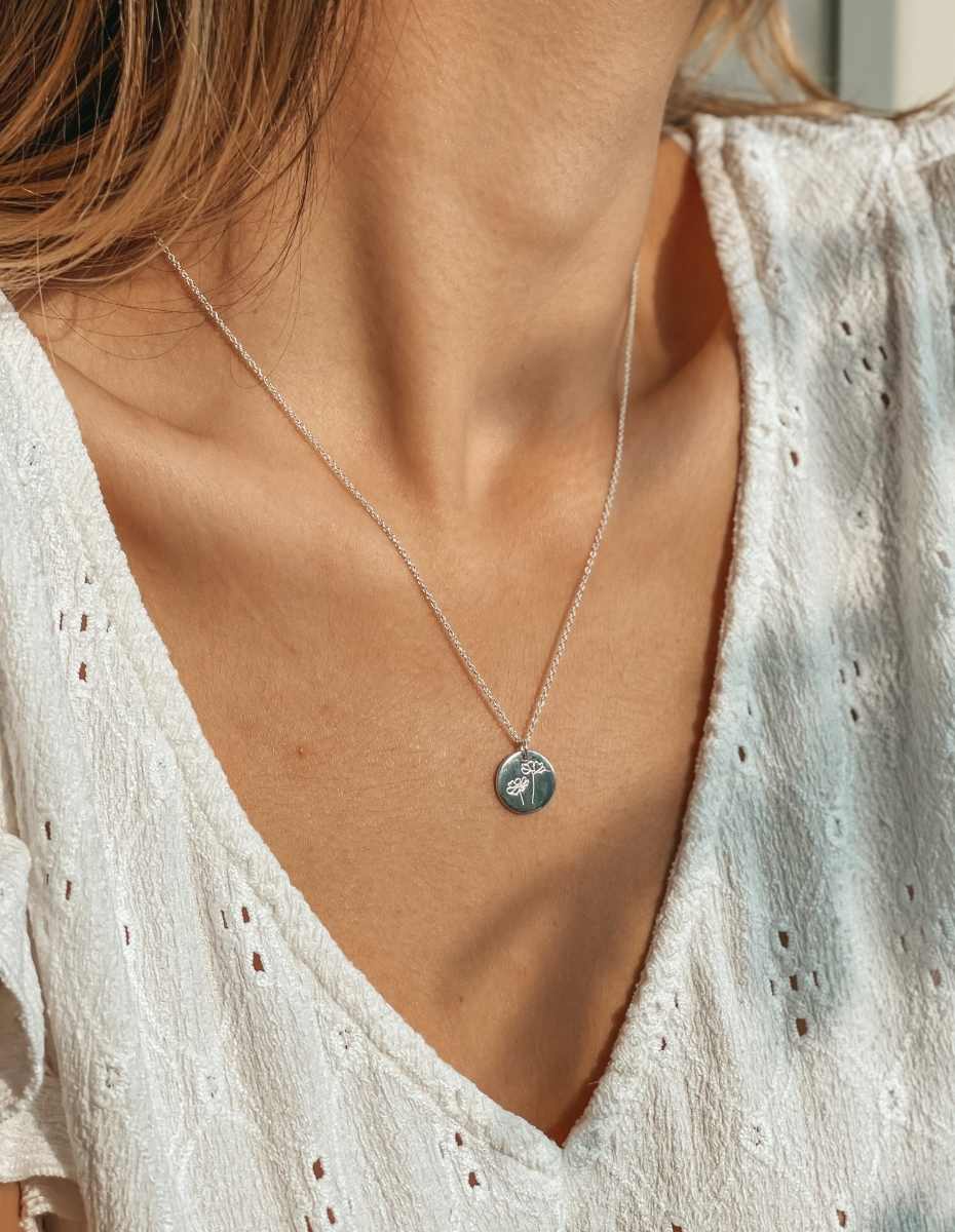 Collier en argent Birth Flower Silver - Octobre Cosmos - Indira