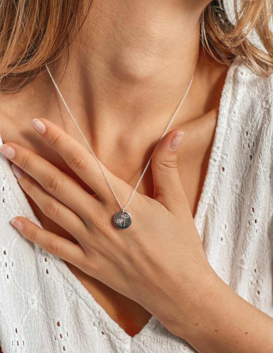 Collier en argent Birth Flower Silver - Octobre Cosmos - Indira