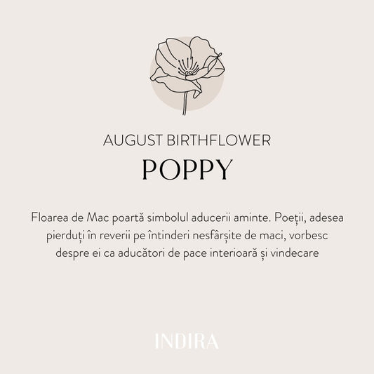 Collier en argent Birth Flower Silver - Août Coquelicot - Indira