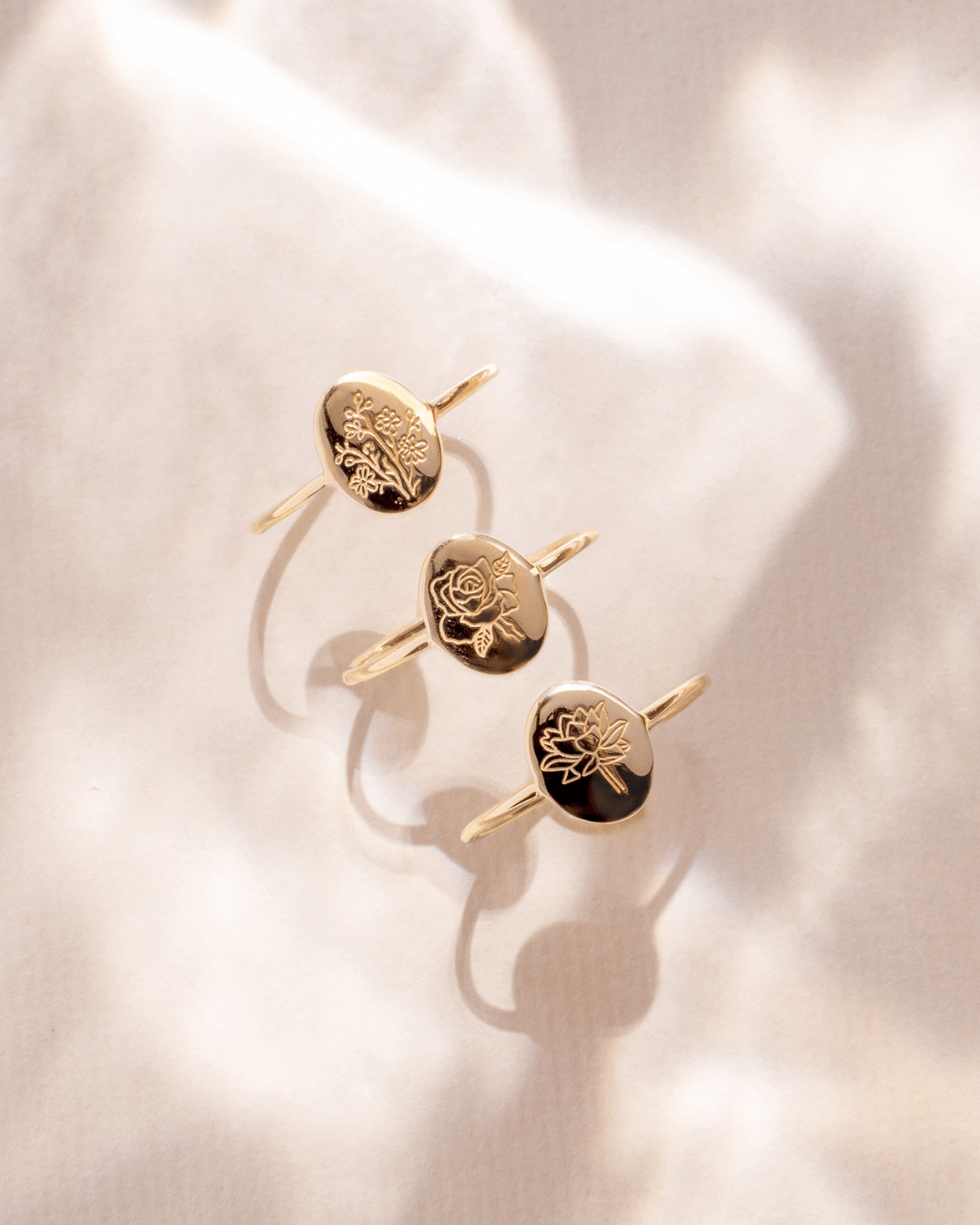 Bague en argent Birth Flower Golden - Rose de Juin - Indira