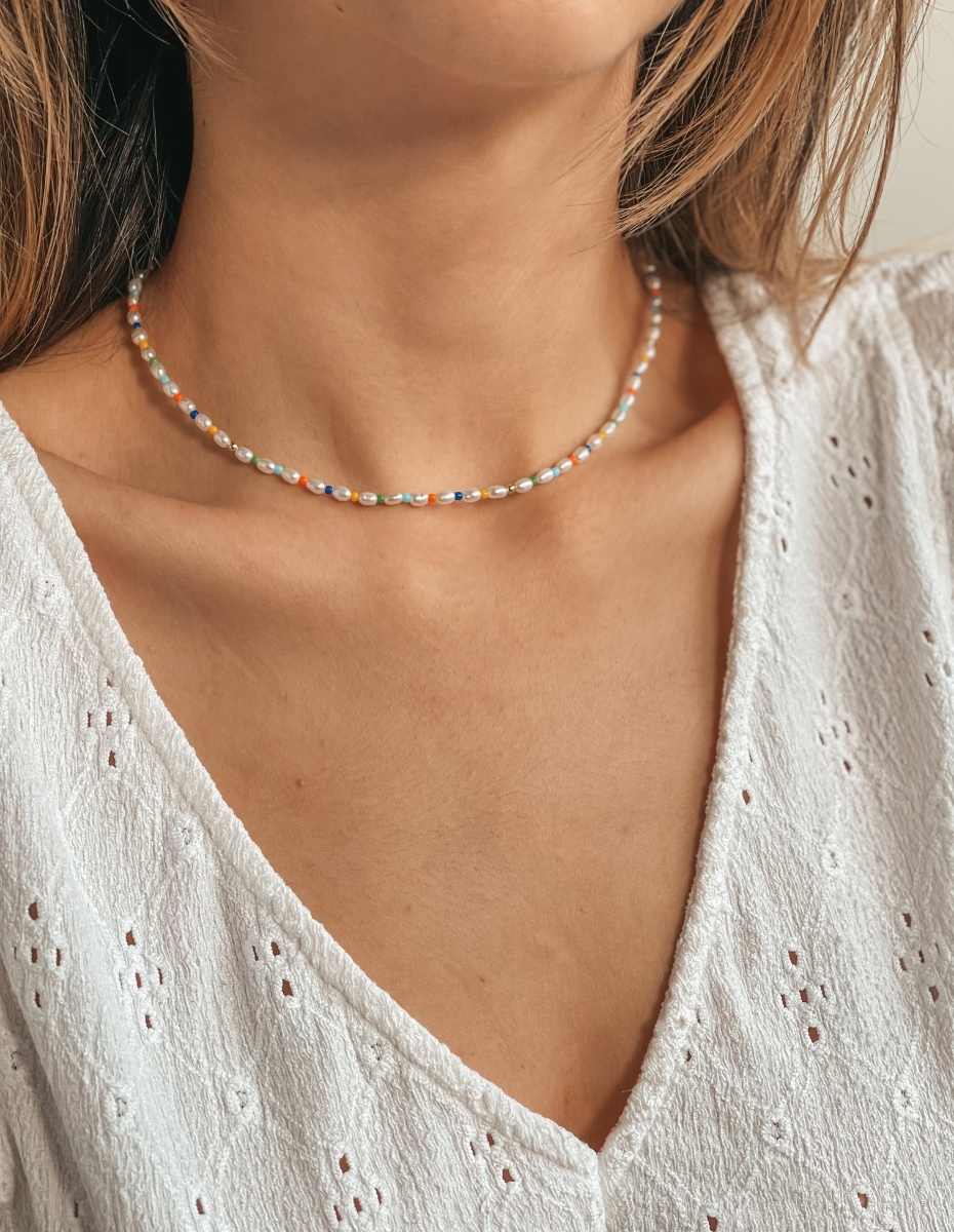 Collier en argent Golden Alaia - Perles naturelles - Indira