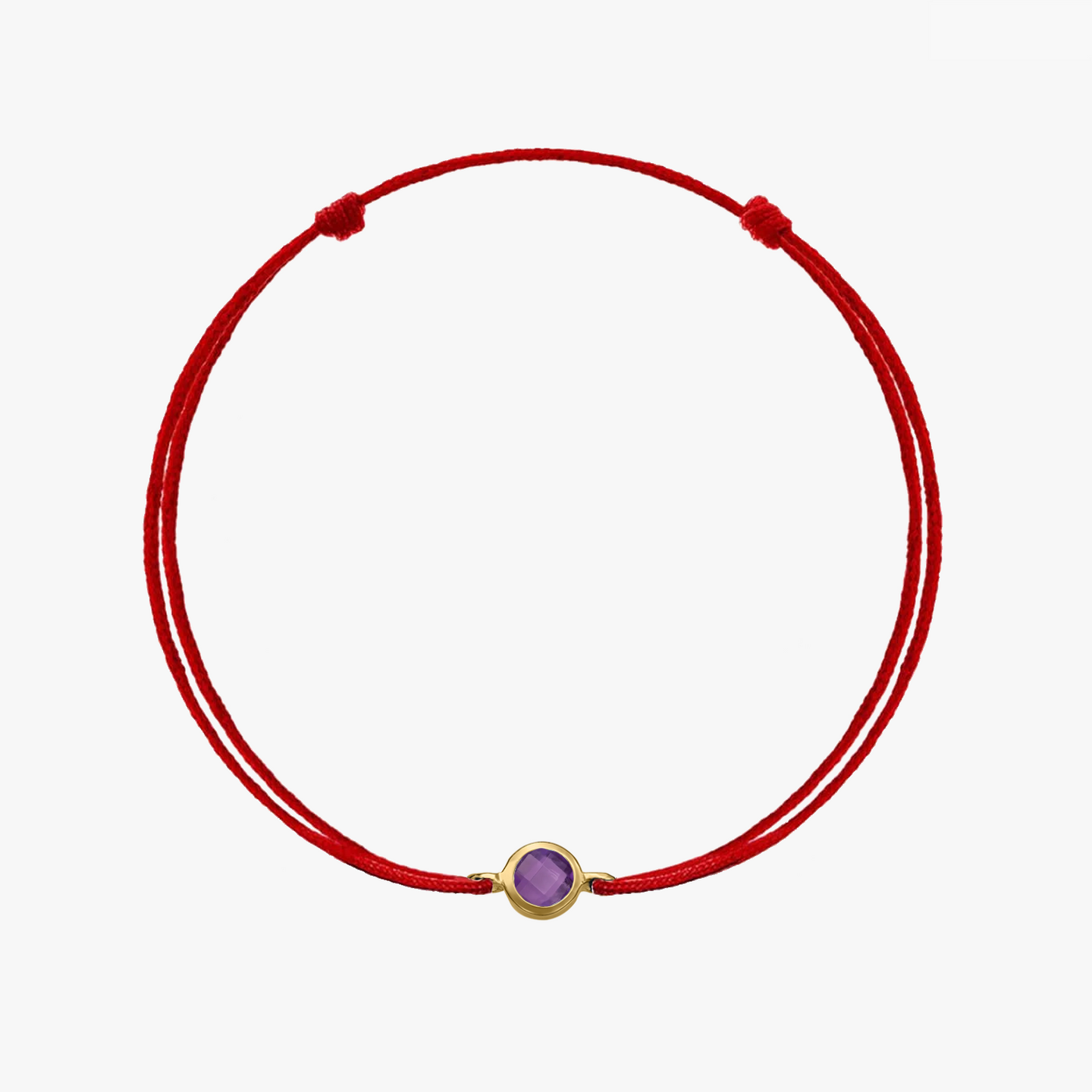 Bracelet en corde en argent Birthstone Golden Février - Améthyste - Indira