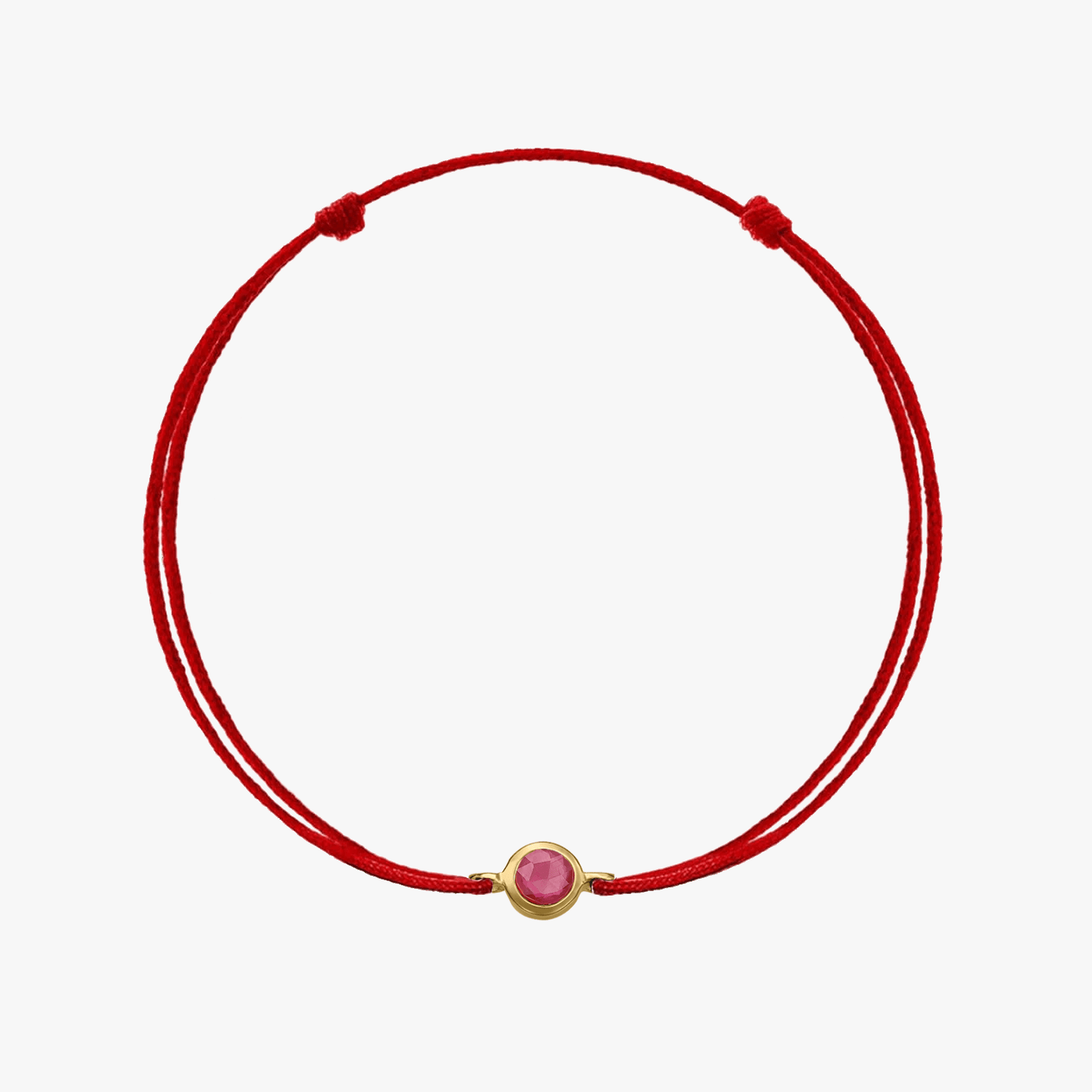 Bracelet en cordon argent Birthstone Golden Juillet - Rubis - Indira