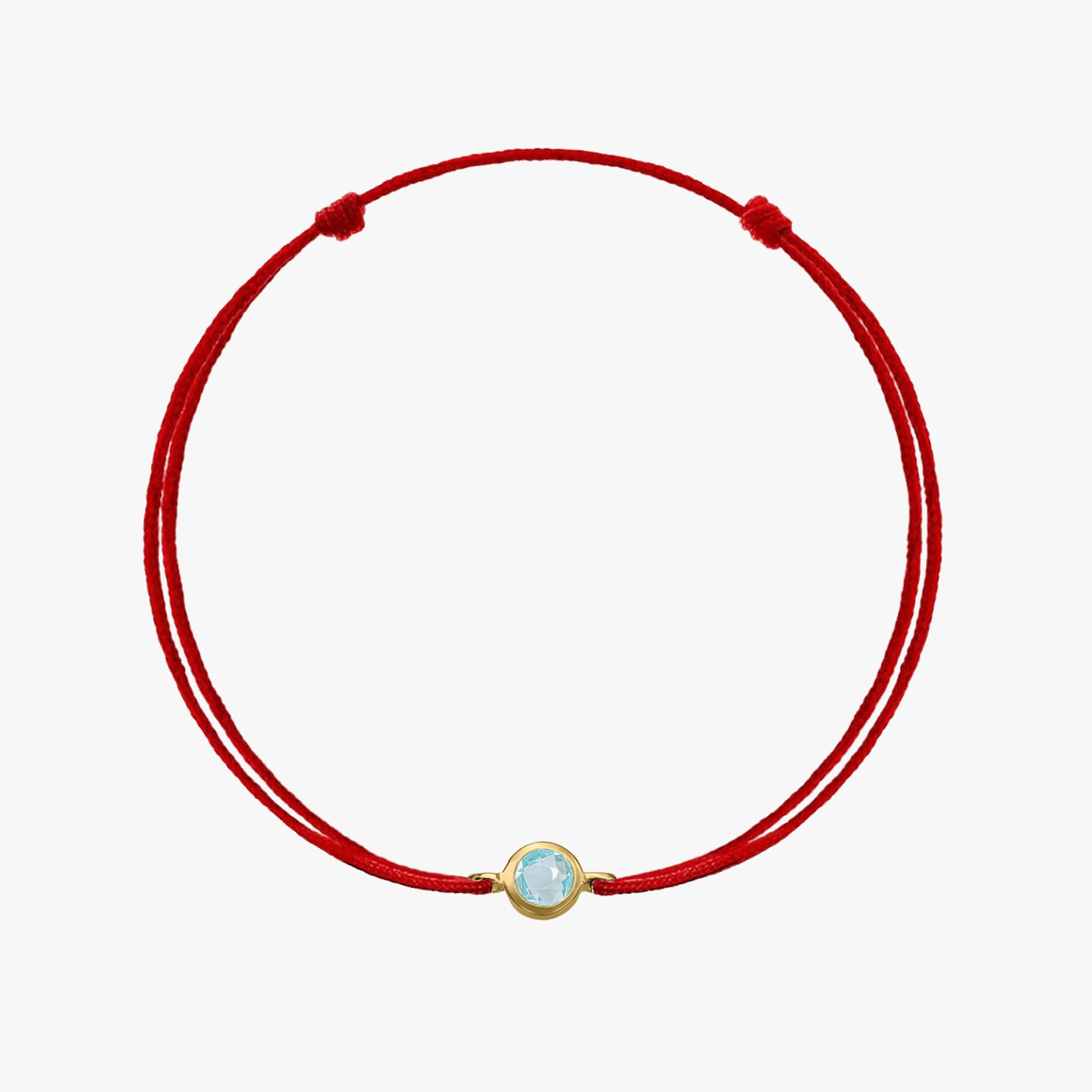 Bracelet corde en argent Birthstone Golden March - Aigue-marine - Indira